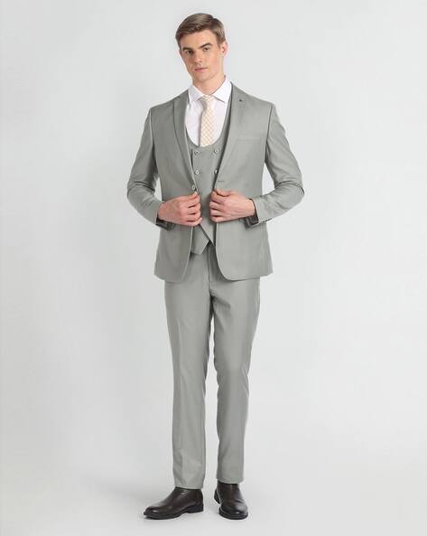 ARROW Men Regular Fit Round-Neck Waistcoat with Blazer & Pants Set