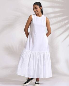 truebrowns Women Cotton Schiffli Tier Dress-picture-26