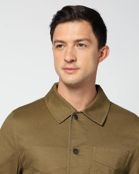 Buy BROOKS BROTHERS Cotton Twill Chore Jacket | Brown Color Men