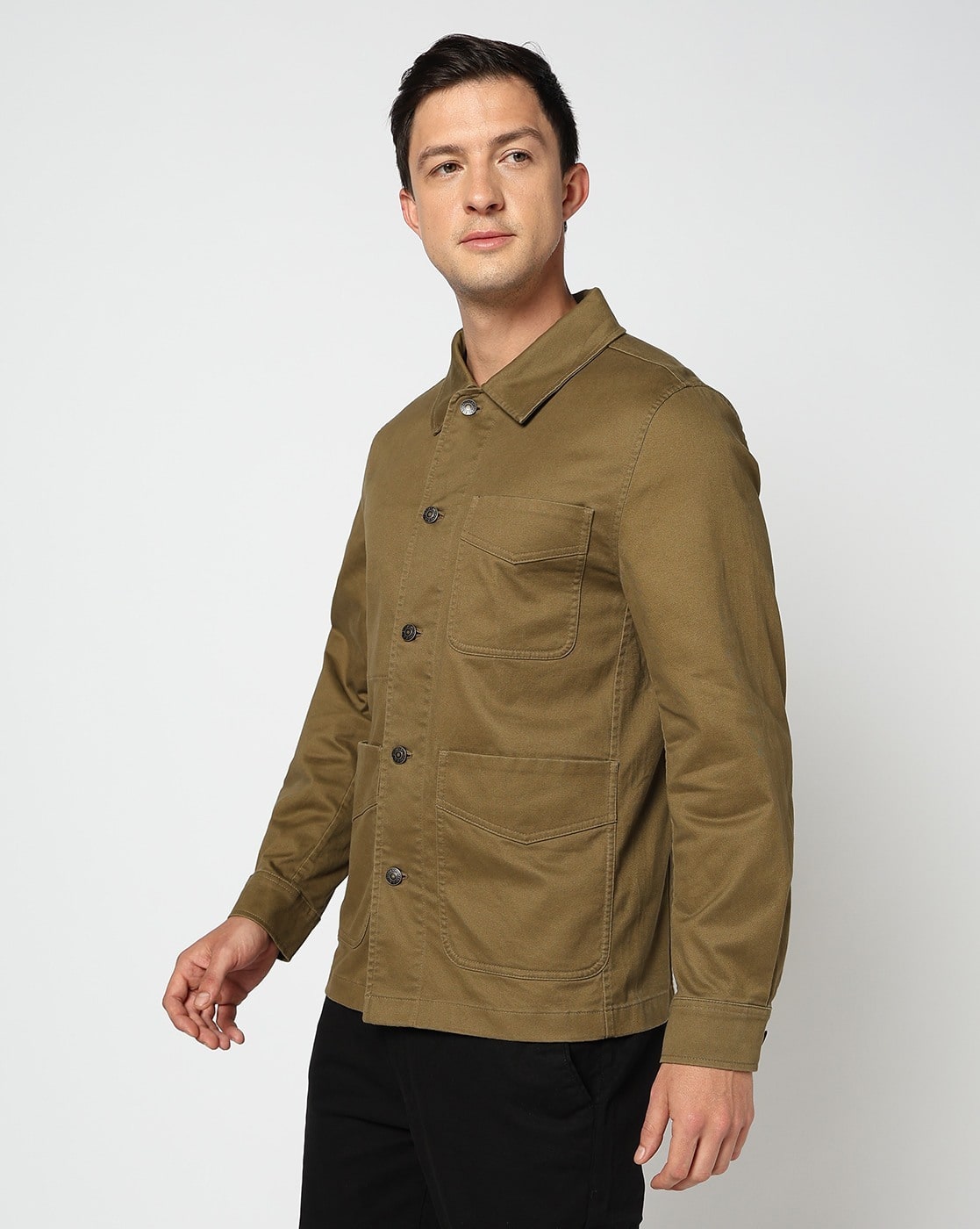 Buy BROOKS BROTHERS Cotton Twill Chore Jacket | Brown Color Men
