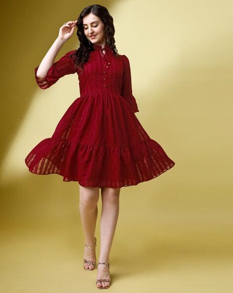 Womens Dresses Maroon Striped Dress Buy Vero Moda Maroon Striped