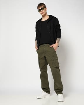 Men Solid Mid-Rise Straight Fit Cargo Pants-image-24