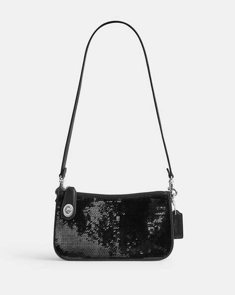 Buy Coach Sequin Penn Shoulder Bag with Sequins | Black Color 