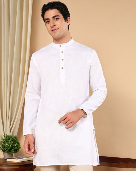 Men Mandarin Collar Short Kurta
