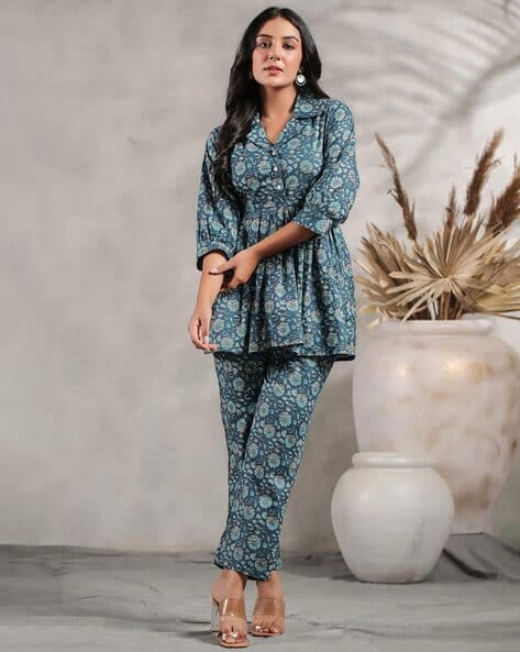 Buy NAVY BLUE Fusion Wear Sets for Women by ISHIN Online