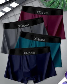 asthamoxi Pack of 4 Men Typographic Print Trunks-picture-21