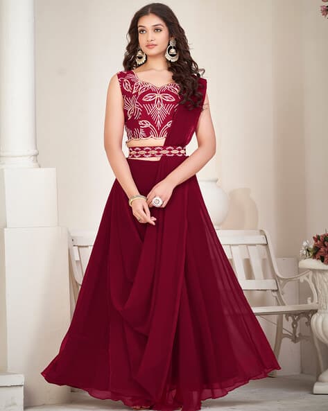 Women Self-Design Flared Lehenga Choli Set with Dupatta