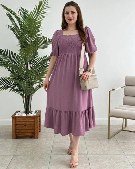 XQsee Women Smocked Fit & Flare Dress