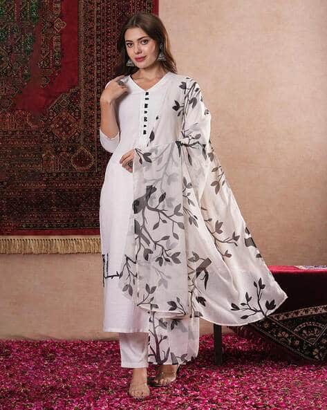 SVARAA Floral Print Straight Kurta Set