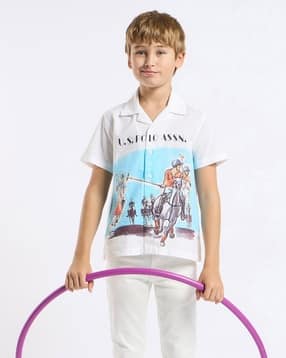 u.s. polo assn. Boys Graphic Print Regular Fit Shirt-picture-31