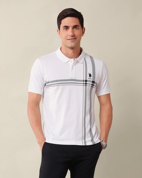 Men Stripes Slim Fit Polo T-shirt