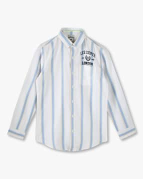lee cooper Boys Striped Slim Fit Cotton Shirt with Patch Pocket-picture-51