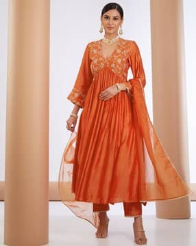 Women Printed Anarkali Kurta Suit Set-image-32