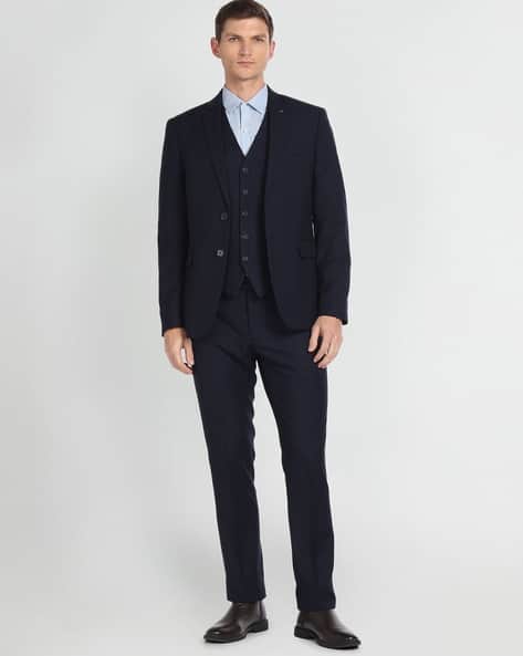 ARROW Men Patterned Hudson Tailored Fit 3-Piece Suit Set