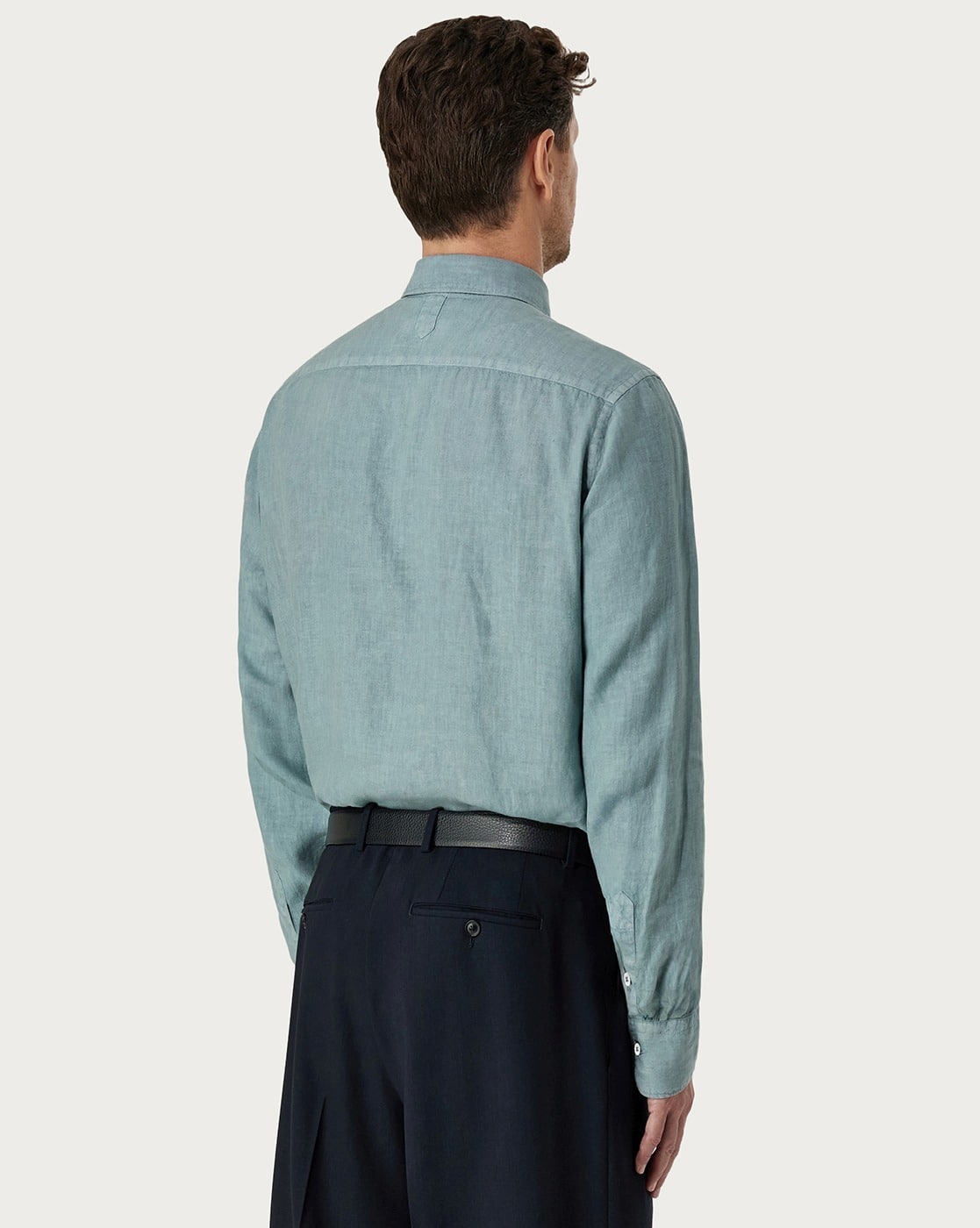 Buy CANALI Garment Dyed Linen Regular Fit Shirt Blue Color Men