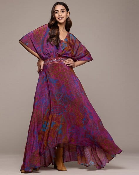 Women Printed Fit Flare Dress with Bustier