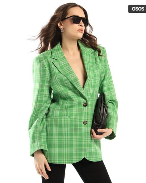 ASOS DESIGN Checked Grandad Suit Blazer