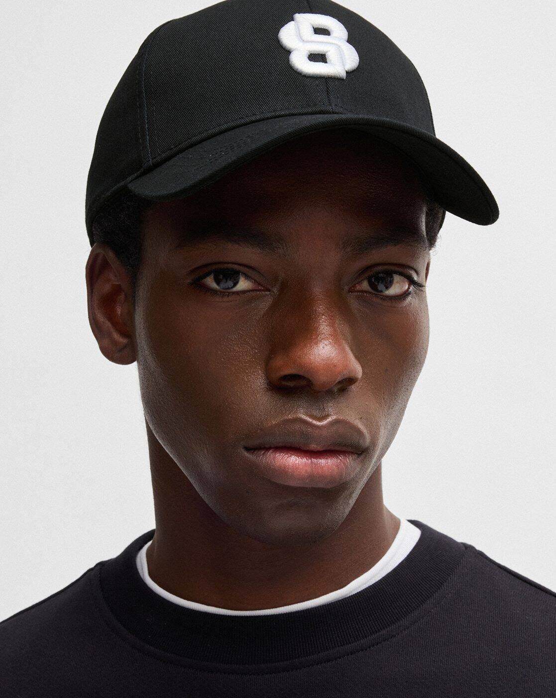 Buy BOSS Double B Monogram Cotton Twill Cap | Black Color Men Buy BOSS Double B Monogram Cotton Twill Cap | Black Color Men
