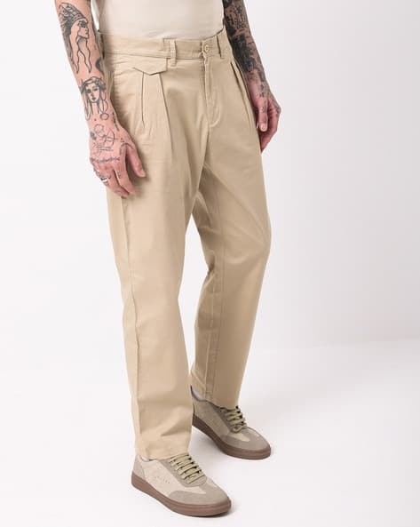 Double Pleated Pleated Golf Pants Mens Men Double-Pleated Straight