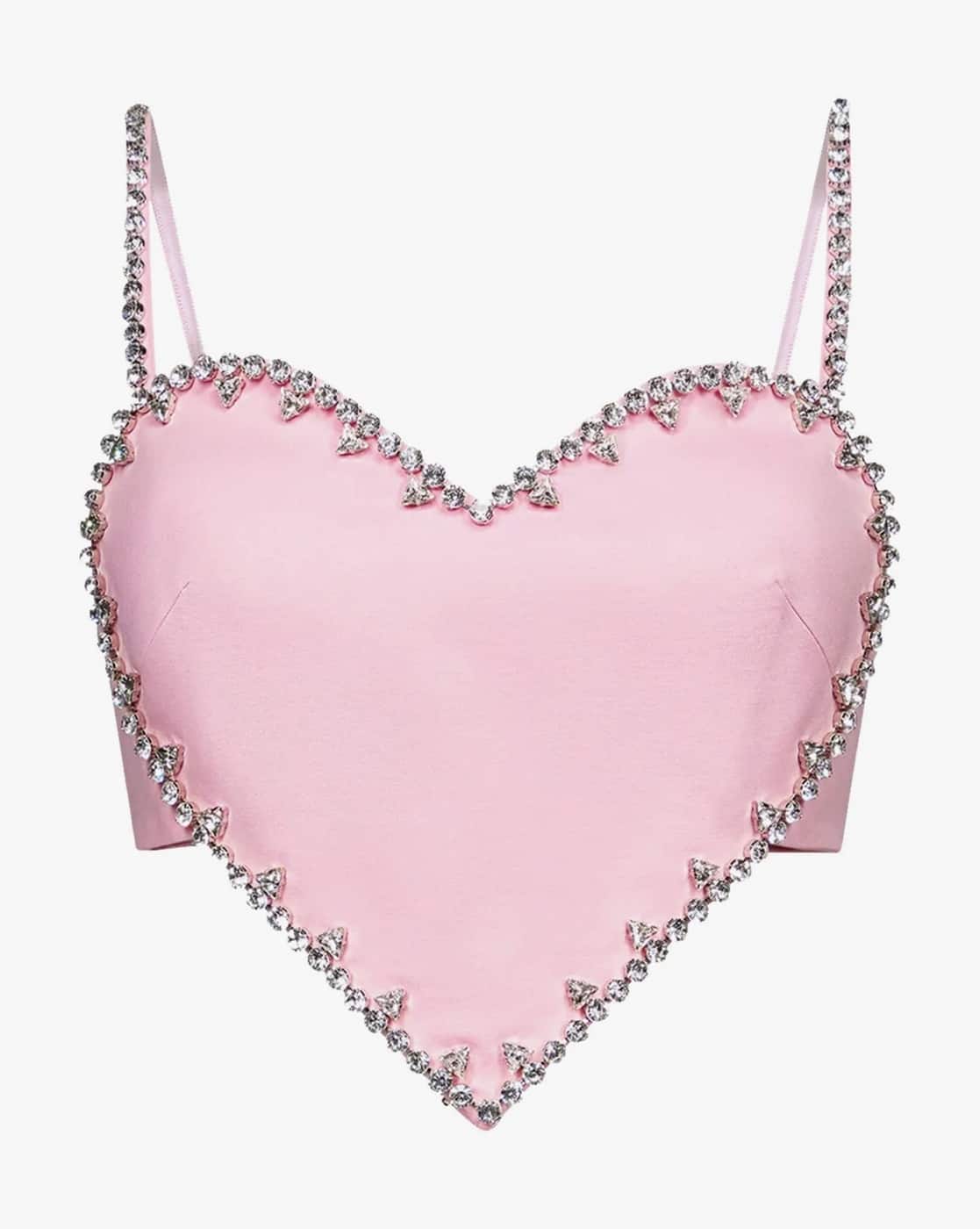 Buy AREA Embellished Regular Fit Heart Crop Top | Pink Color Women