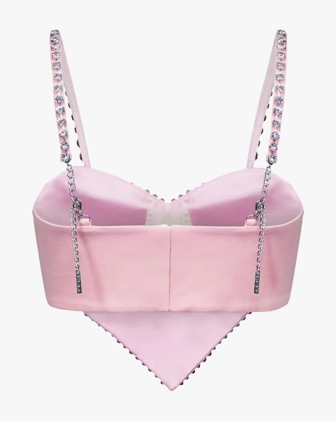 Buy AREA Embellished Regular Fit Heart Crop Top | Pink Color Women