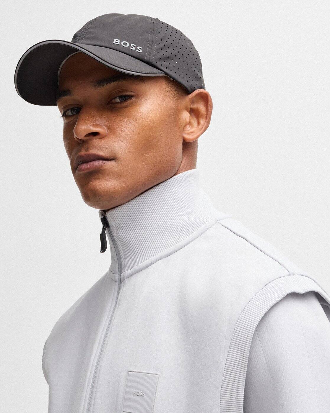 Buy BOSS Laser-Cut Dot Pattern Taffeta Cap | Grey Color Men