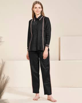 banno's swagger Women Pleated Shirt & Pyjama Set-picture-31