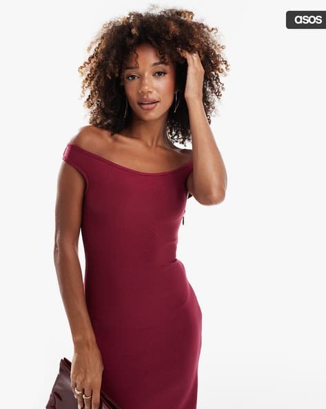 Buy ASOS DESIGN Bandage Bardot Midi Dress Online | Ajio.com