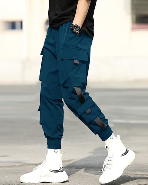 Khaki Joggers For Men With Side Pockets Buy Blue Track Pants For