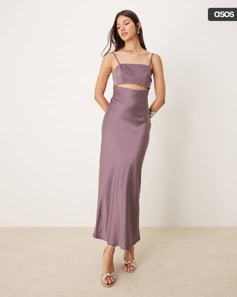 Buy ASOS DESIGN Satin Cutout Maxi Dress Online | Ajio.com
