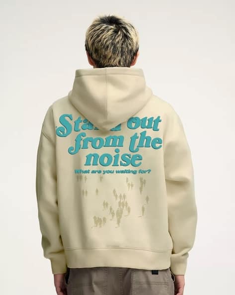 Men Typographic Print Oversized Fit Hoodie - Image 1