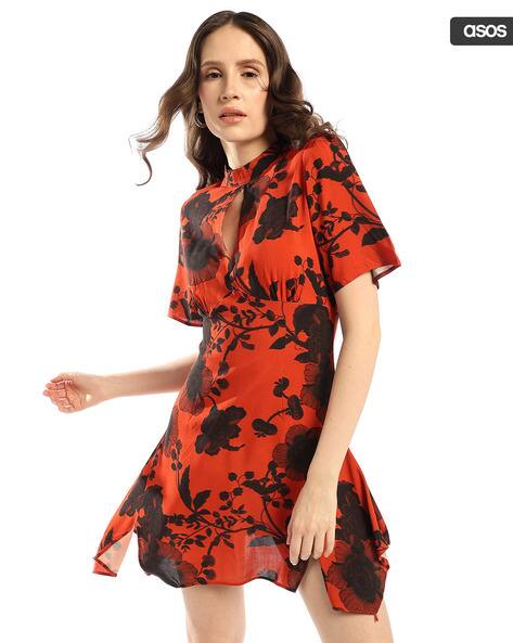 ASOS DESIGN Keyhole-Neck Mini Dress
