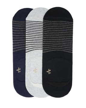 arrow Men Pack of 3 Striped No-Show Cotton Socks-picture-10