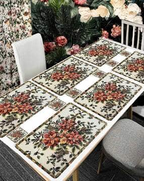 Anti-Skid Waterproof 6 Pcs Placemats with 6 Pcs Tea Coasters Set-image-1