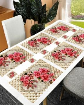 the lions share Anti-Skid Waterproof 6 Pcs Placemats with 6 Pcs Tea Coasters Set-picture-7