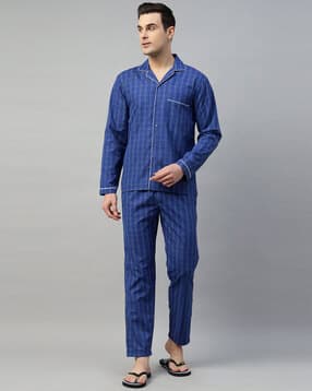 english navy Men Cotton Nightwear Set-picture-12