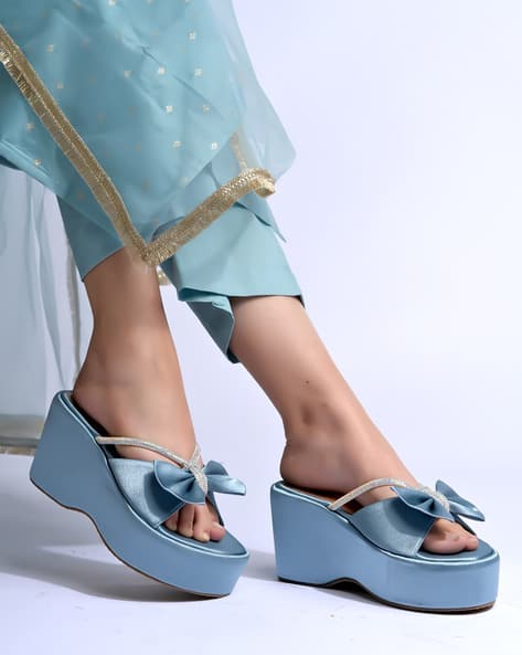 Buy Blue Heeled Sandals for Women by Shoetopia Online