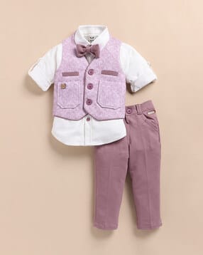 little collars Boys 4-Piece Cotton Suit Set-picture-15