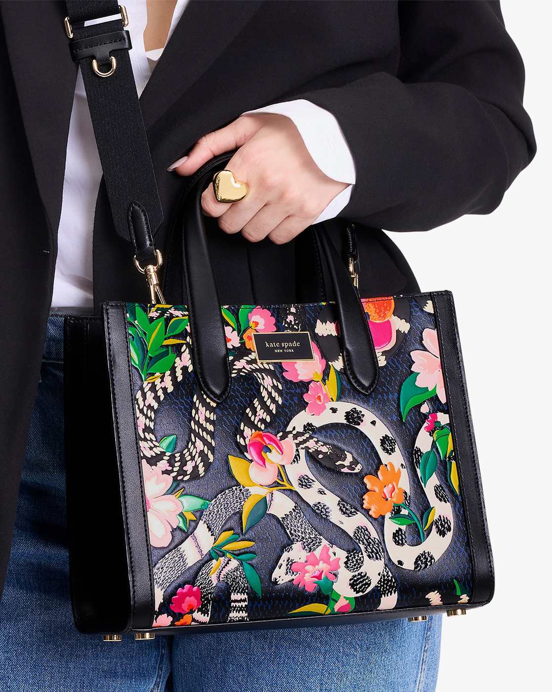 Manhattan Snake Print Small Tote Bag