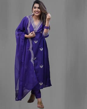 nyrika Women Embroidered Straight Kurta Pants Set with Dupatta-picture-37