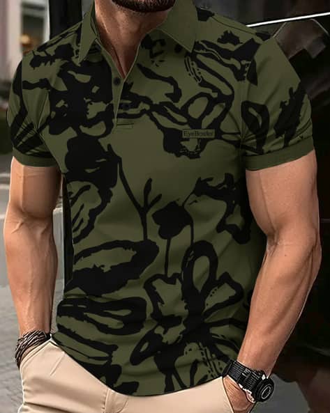 EYEBOGLER Floral Print Polo T-Shirt