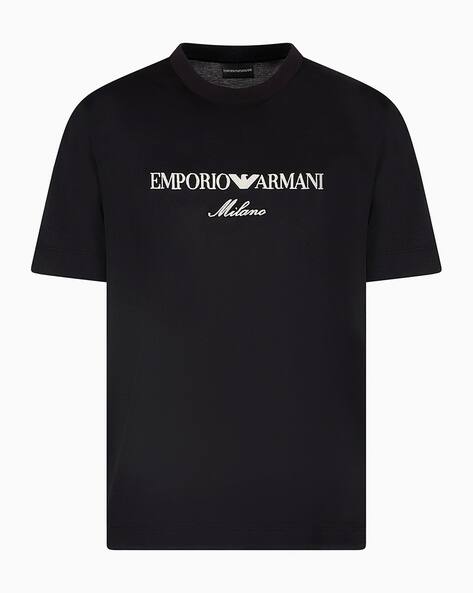 Buy EMPORIO ARMANI Logo Embroidered Regular Fit Crew-Neck T