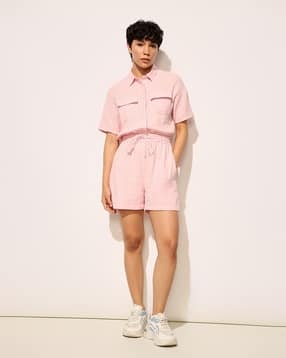 only Women Patterned Cotton Playsuit with Flap Pockets-picture-20