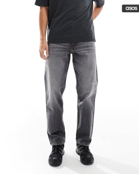 Mid-Wash Straight Fit Jeans