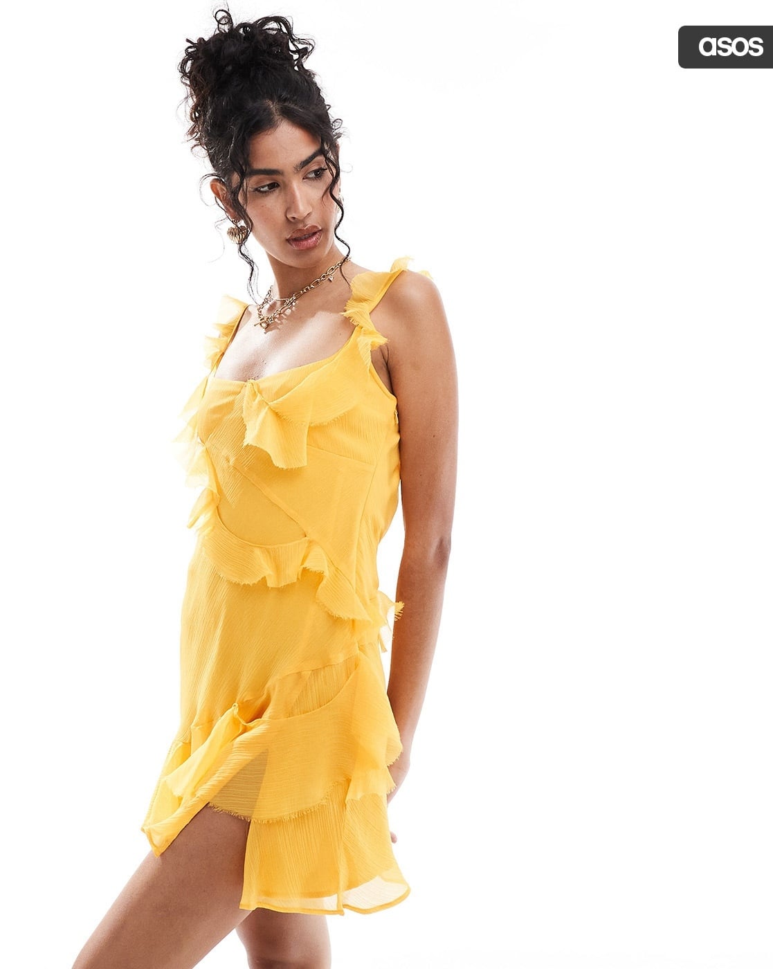 AJISAI mini frill puff OP yellow Buy Yellow Dresses for