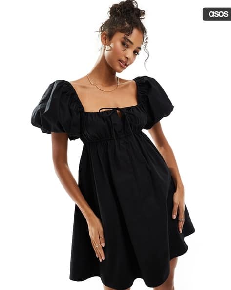 Buy ASOS DESIGN Smocked Mini Shift Dress with... Online | Ajio.com
