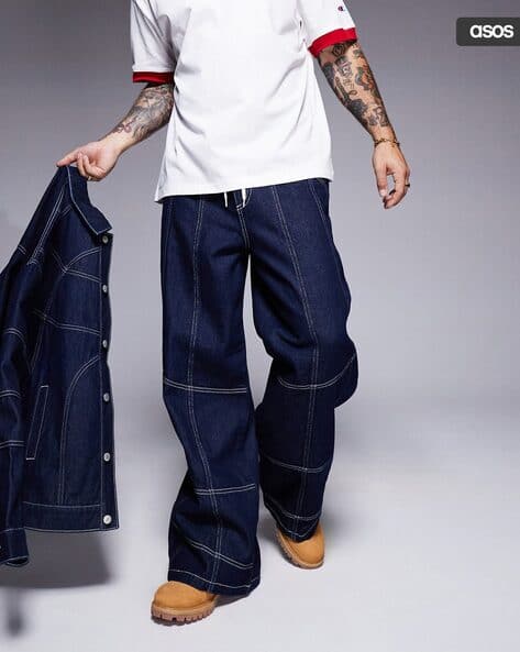 Mid-Rise Super Baggy Jeans with Seam Detail