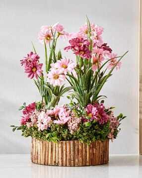 Natural Dried Flowers with Bamboo Fence