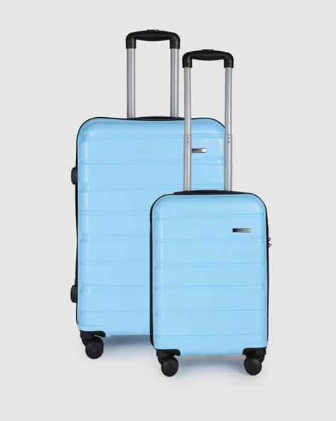 TEAKWOOD LEATHERS Unisex Sky Blue 8 Wheels Hard Sided With Zipper Closure 360° Silent Dual Spinner Wheels Trolley Bag Set Of 2 - Medium & Cabin