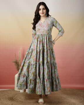 glam roots Women Floral Print Anarkali Kurta -picture-16